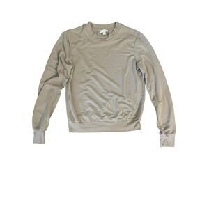 LYR by Splendid XXS Tan Lightweight Crewneck Sweatshirt - Subtle Front Flaw